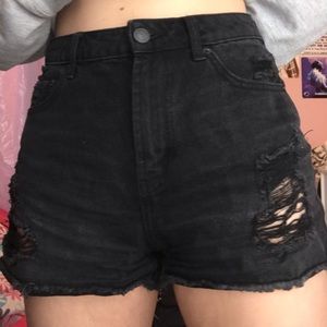 Wild Fable Black Distressed High Waist Jean Shorts